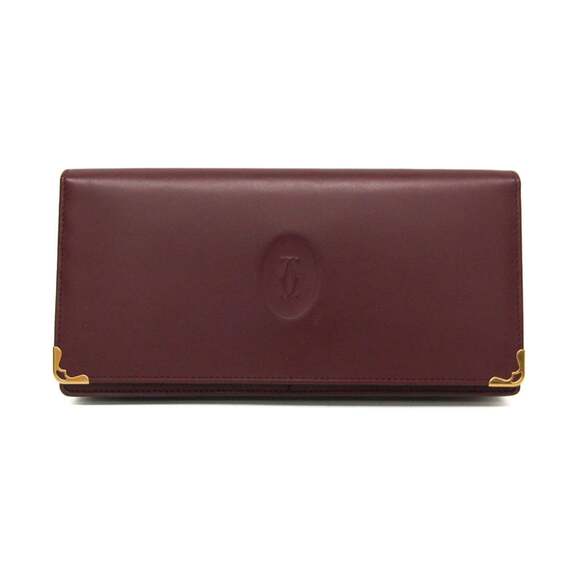 Cartier Must Women's Leather Long Wallet (bi-fold) Bordeaux